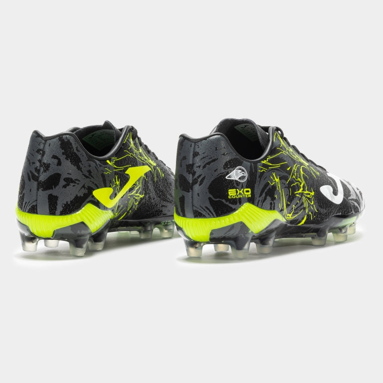 Chuteiras Supercopa 24 terreno forme FG preto amarelo fluorescente