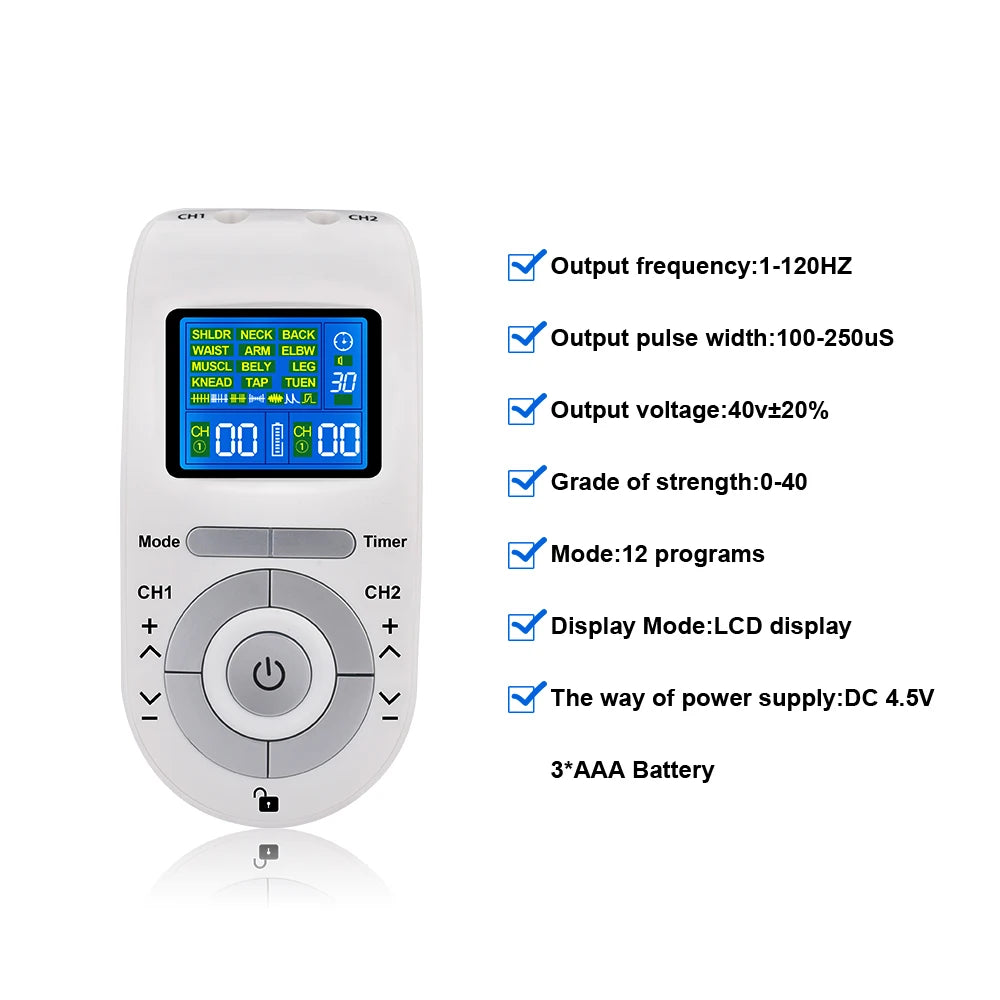 Estimulador muscular elétrico Tens EMS