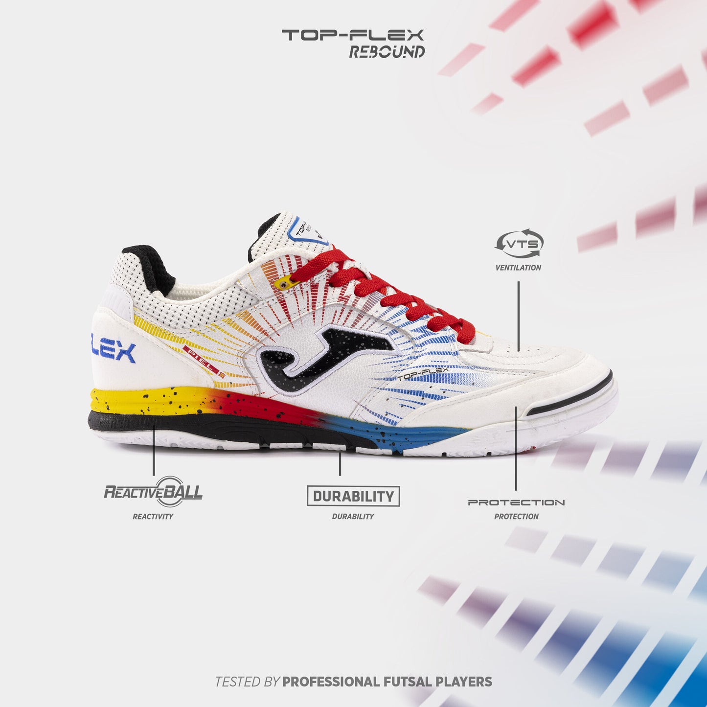 Sapatilhas futsal Top Flex Rebound 24 indoor branco vermelho