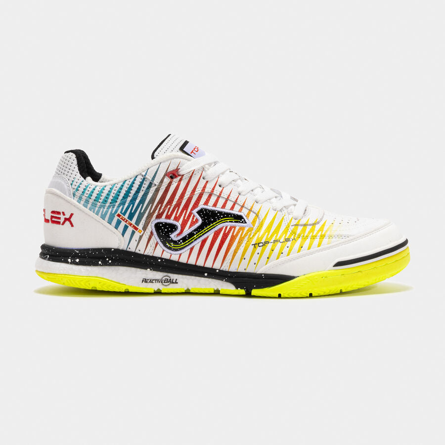 Sapatilhas futsal Top Flex Rebound 25 indoor branco amarelo vermelho