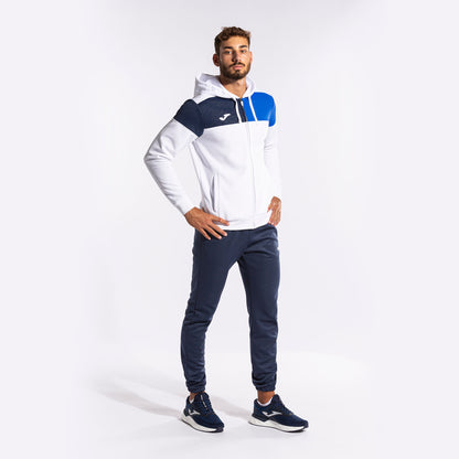 Casaco com capuz homem Crew V branco azul royal