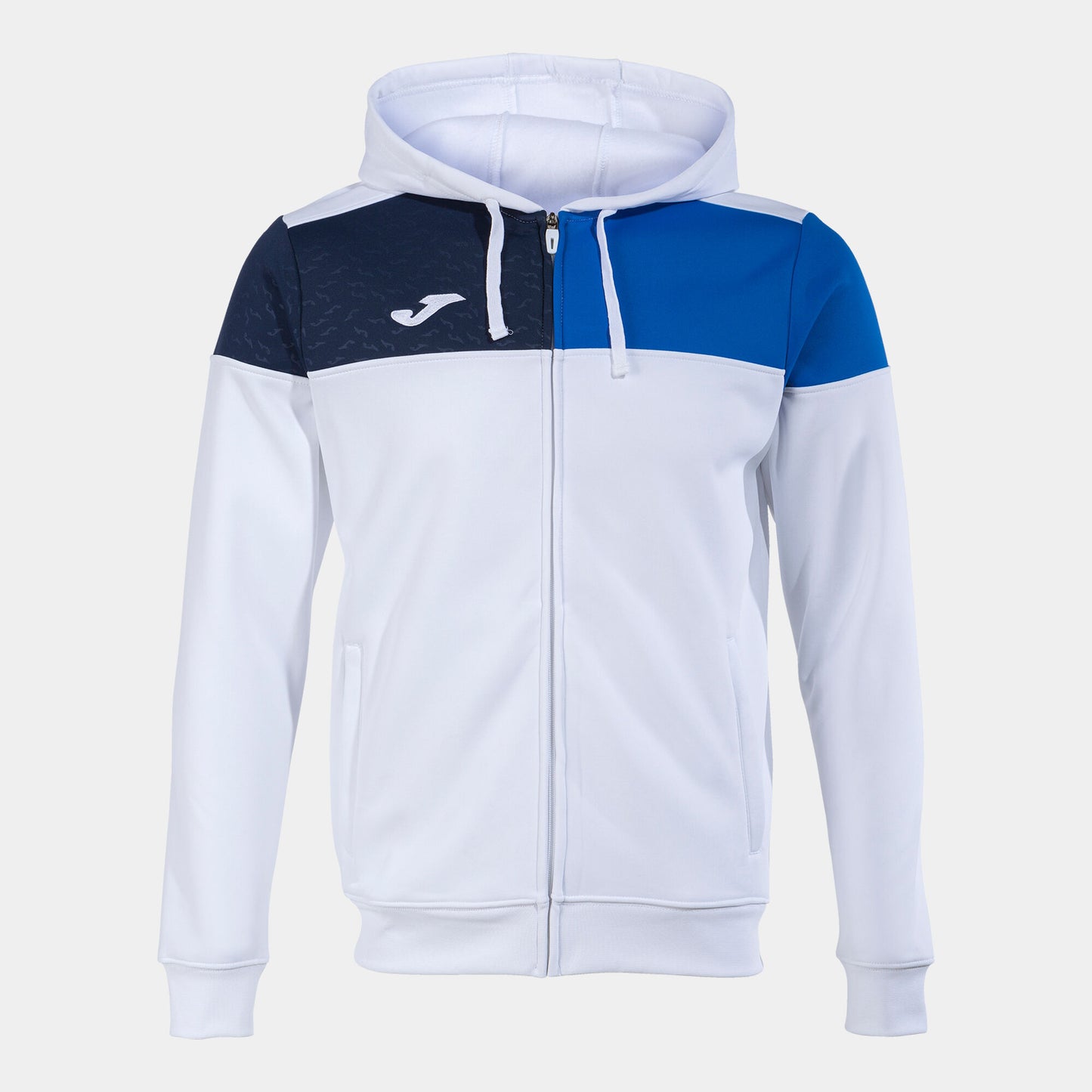 Casaco com capuz homem Crew V branco azul royal