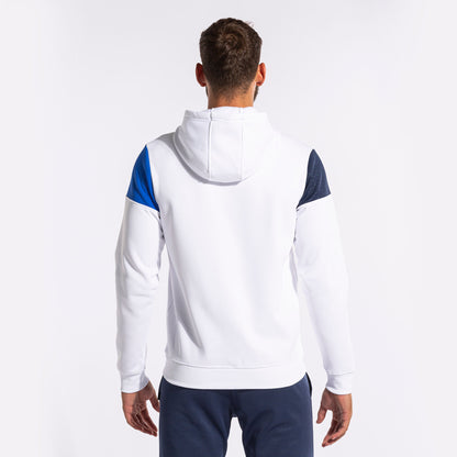 Casaco com capuz homem Crew V branco azul royal