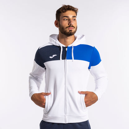 Casaco com capuz homem Crew V branco azul royal