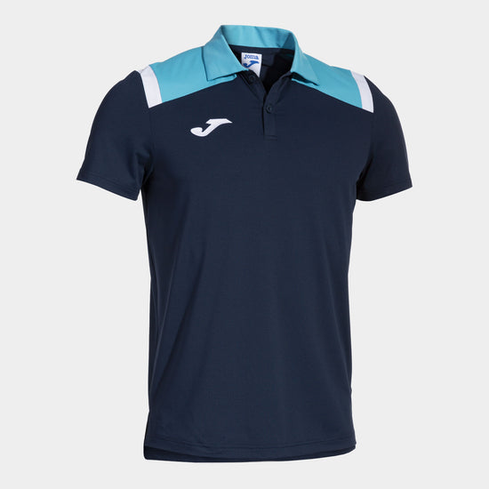 Pólo m/c homem Toledo azul marinho azul-turquesa fluorescente