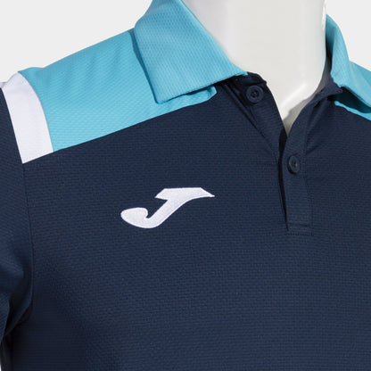 Pólo m/c homem Toledo azul marinho azul-turquesa fluorescente
