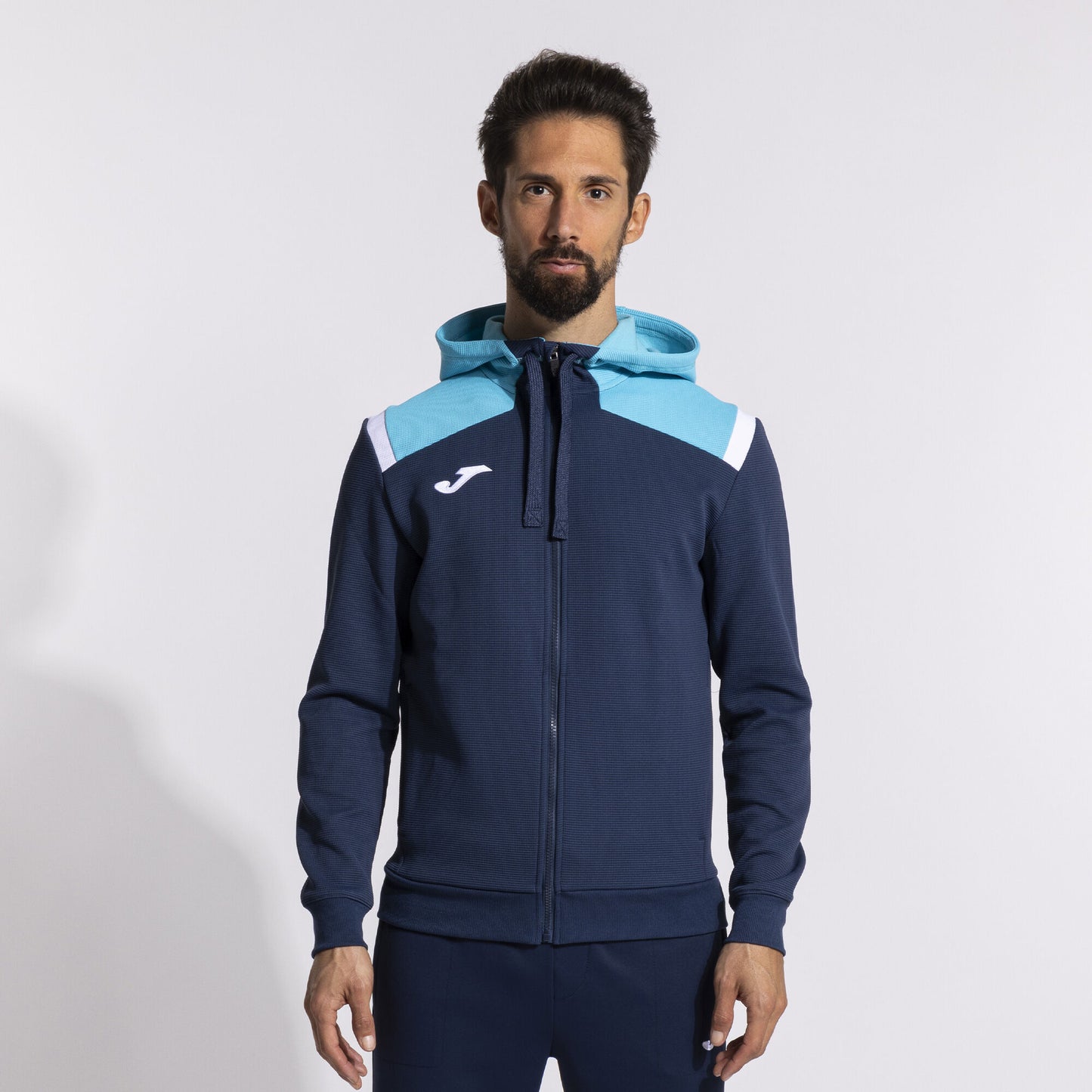 Casaco com capuz homem Toledo azul marinho azul-turquesa fluorescente