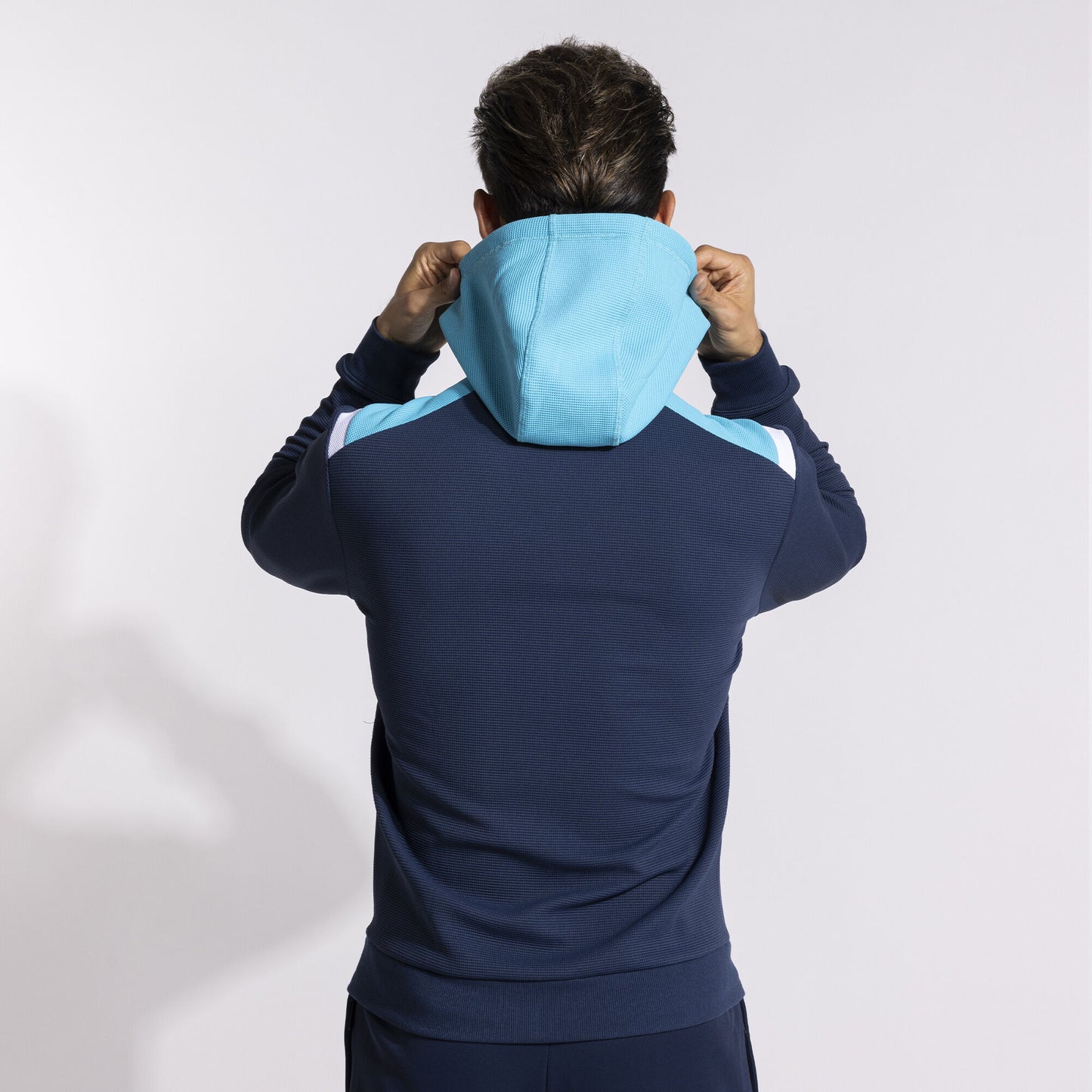 Casaco com capuz homem Toledo azul marinho azul-turquesa fluorescente
