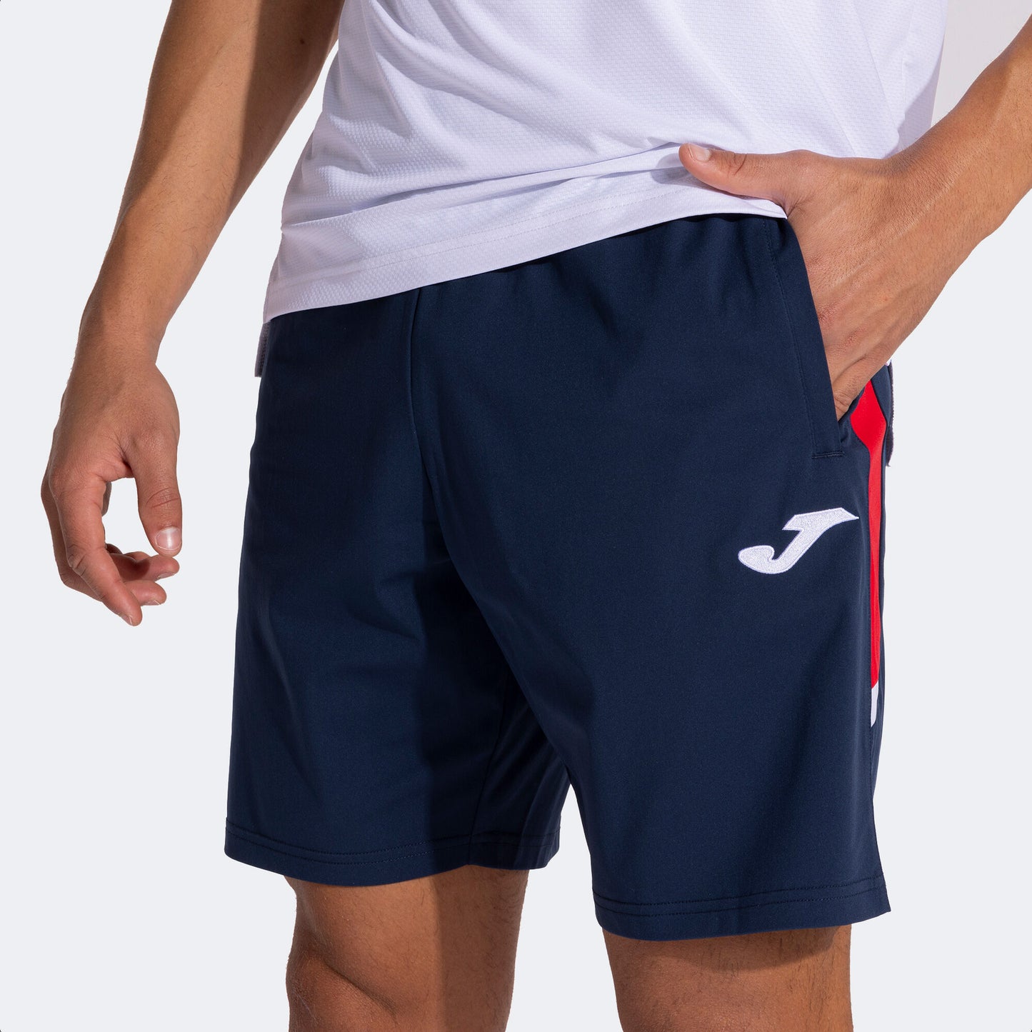 Bermuda calção homem Montreal II azul marinho vermelho