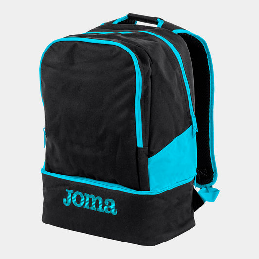 Mochila Estadio III preto azul-turquesa fluorescente