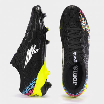 Chuteiras Gol 24 terreno forme FG preto amarelo fluorescente