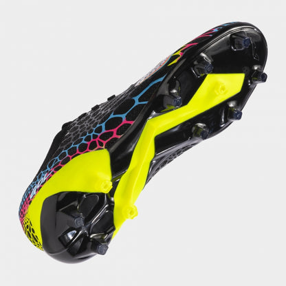 Chuteiras Gol 24 terreno forme FG preto amarelo fluorescente