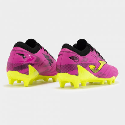 Chuteiras Powerful Cup 24 terreno forme FG rosa amarelo fluorescente