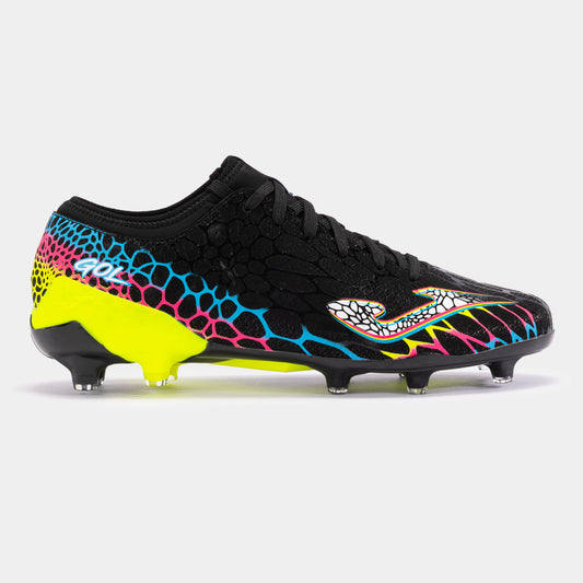 Chuteiras Gol 24 terreno forme FG preto amarelo fluorescente