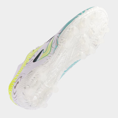 Chuteiras Evolution Cup 24 terreno forme FG branco amarelo