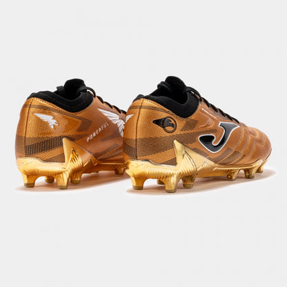 Chuteiras Powerful Cup 24 terreno forme FG dourado preto