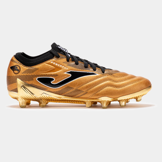 Chuteiras Powerful Cup 24 terreno forme FG dourado preto