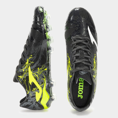 Chuteiras Supercopa 24 terreno forme FG preto amarelo fluorescente