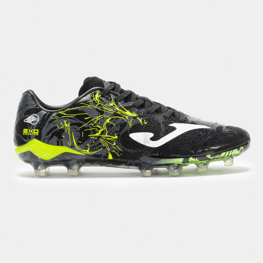 Chuteiras Supercopa 24 terreno forme FG preto amarelo fluorescente