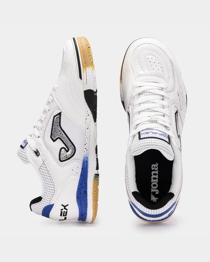 SAPATILHAS TOP FLEX REBOUND BRANCO E AZUL INDOOR