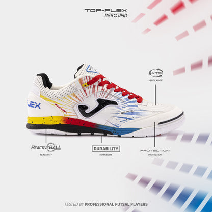 Sapatilhas futsal Top Flex Rebound 24 indoor branco vermelho